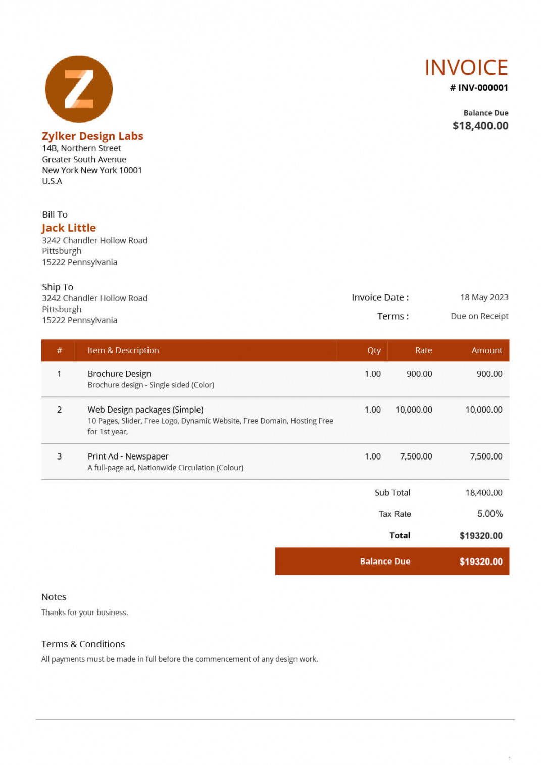 Free Service Invoice Template  Professional Invoices for Service