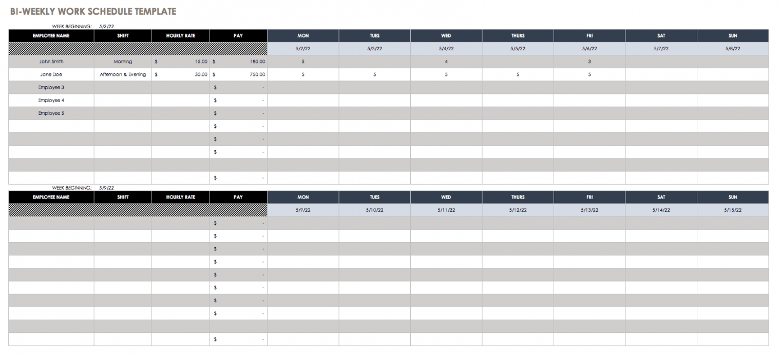 Free Work Schedule Templates for Word and Excel Smartsheet