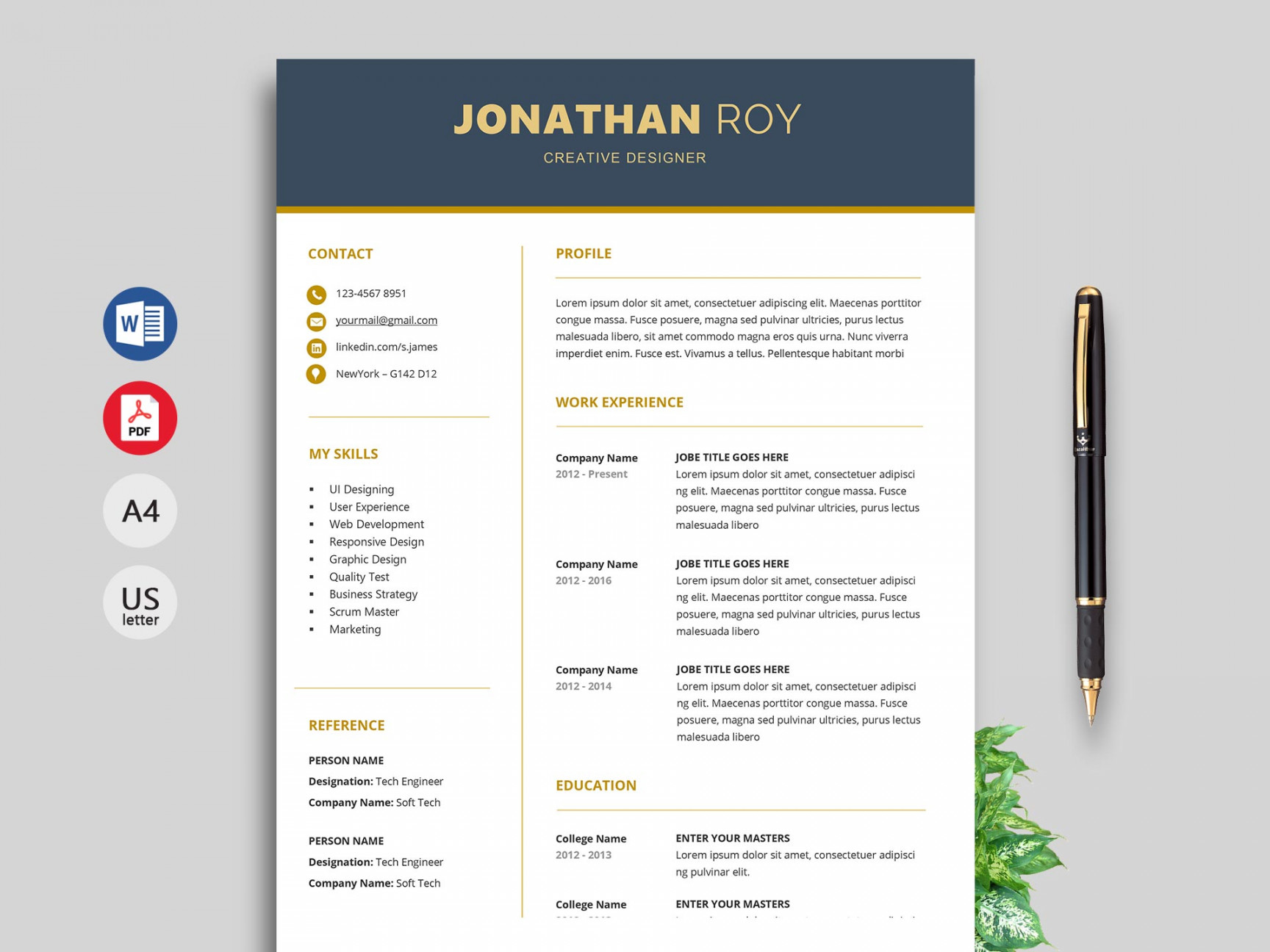 Gain Professional Resume Template  - ResumeKraft