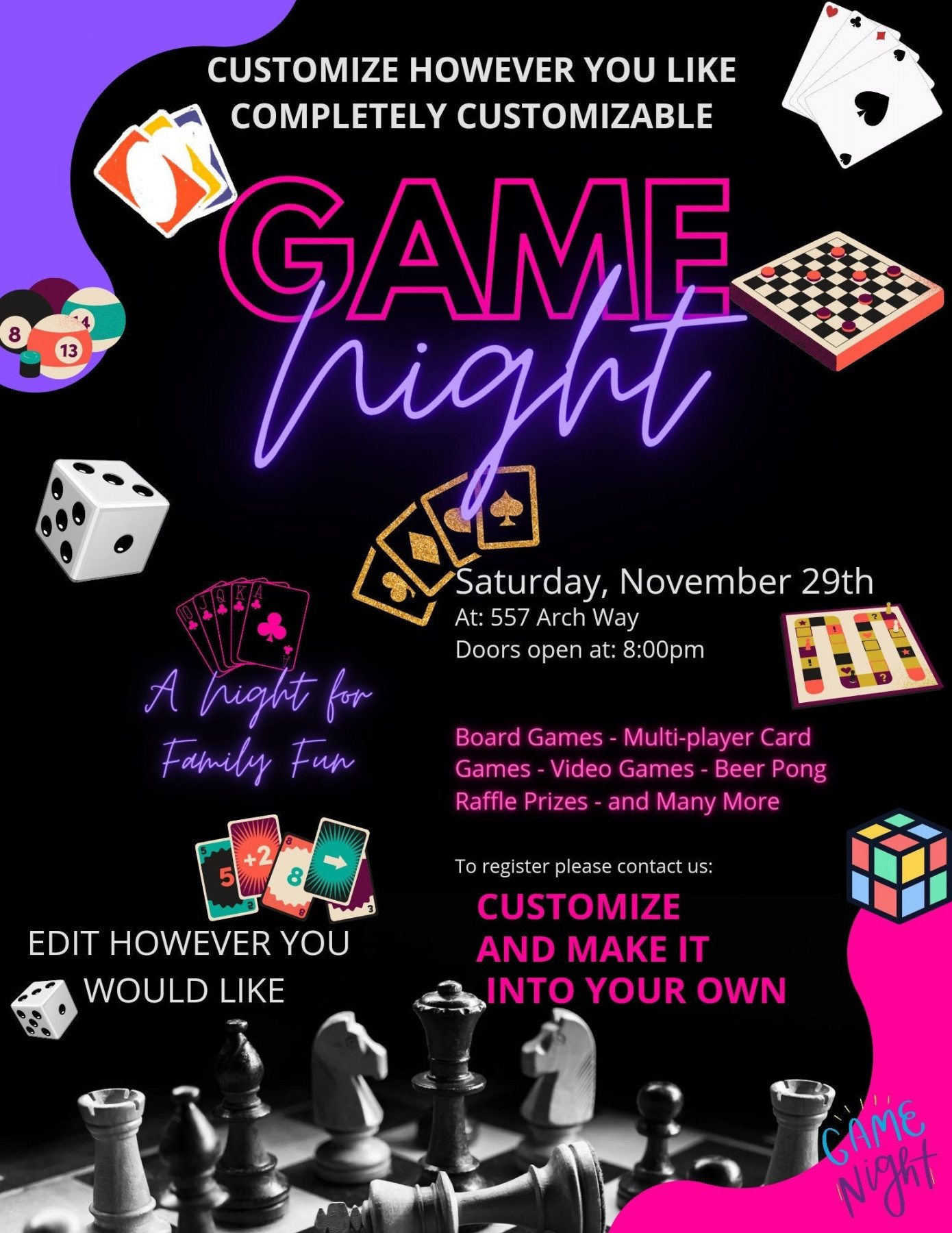 Game Night Flyer / Einladung / Social Media Post Template. - Etsy