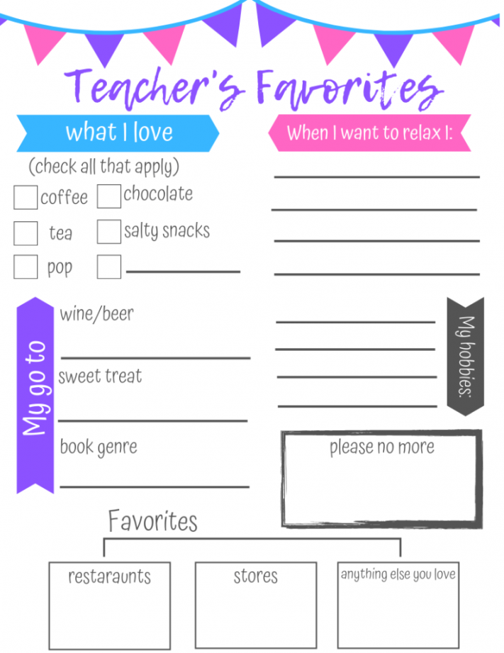 Getting to Know Your Teacher Printable - A Sprinkle of Joy