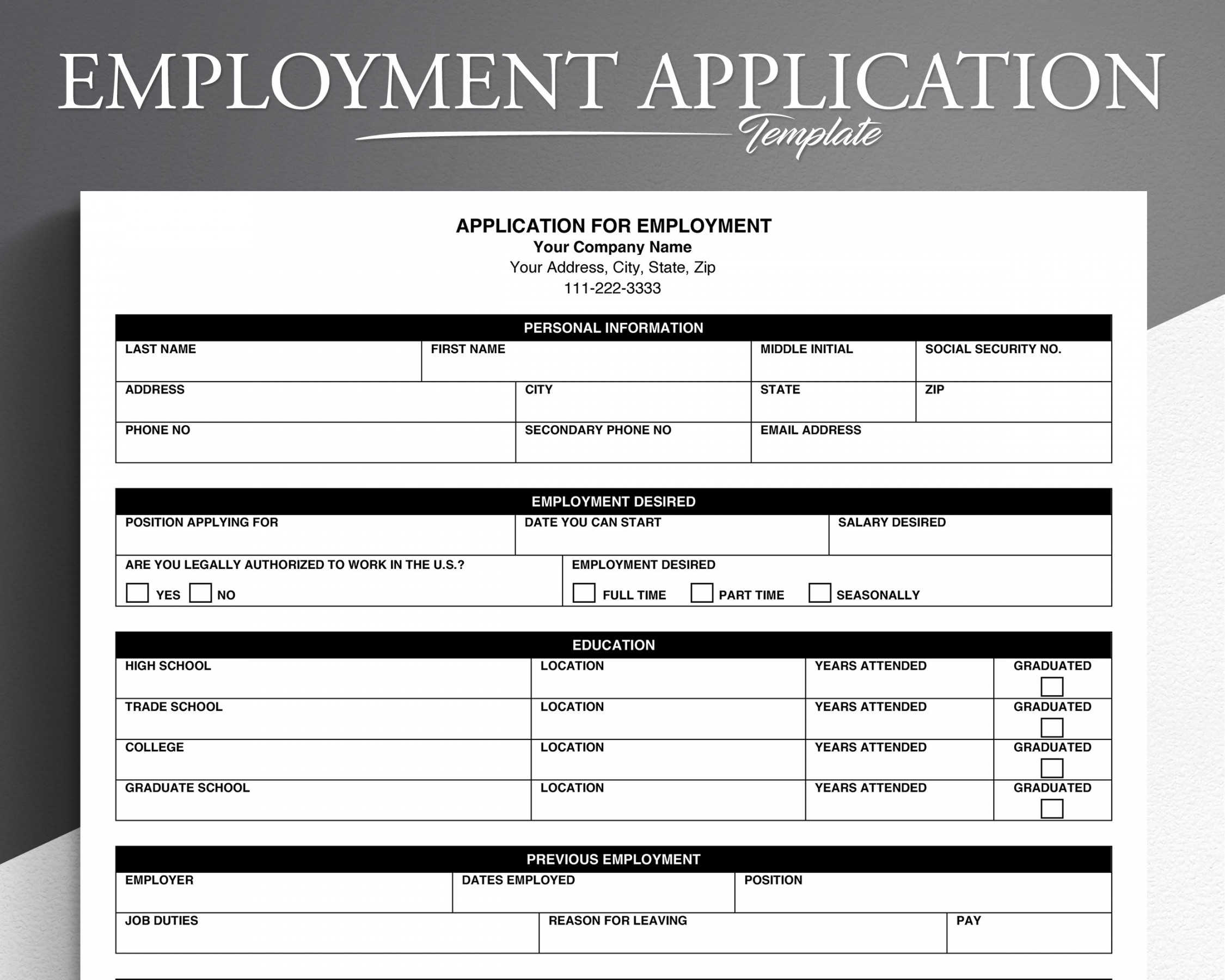 Job Application. Pdf/google Docs/microsoft Word