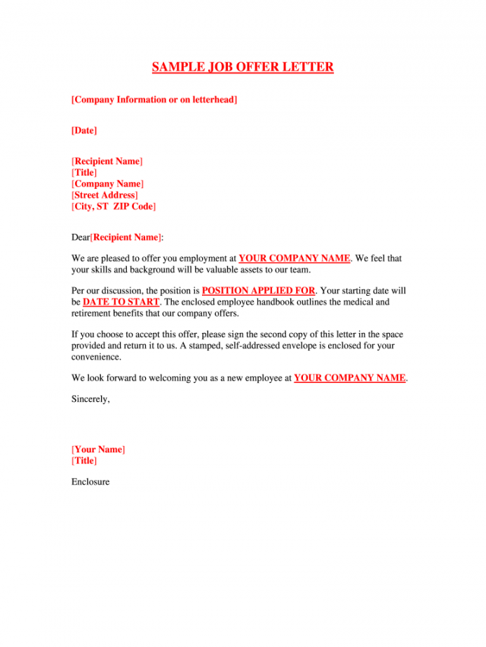 Job Offer Letter Template - Fill Online, Printable, Fillable