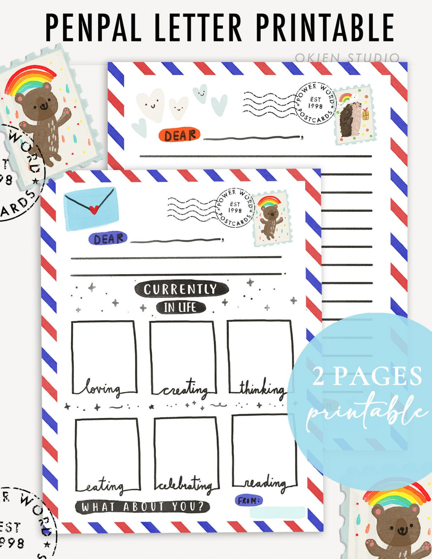 Kids Pen Pal Printable Letter Templates for Kids Letter - Etsy