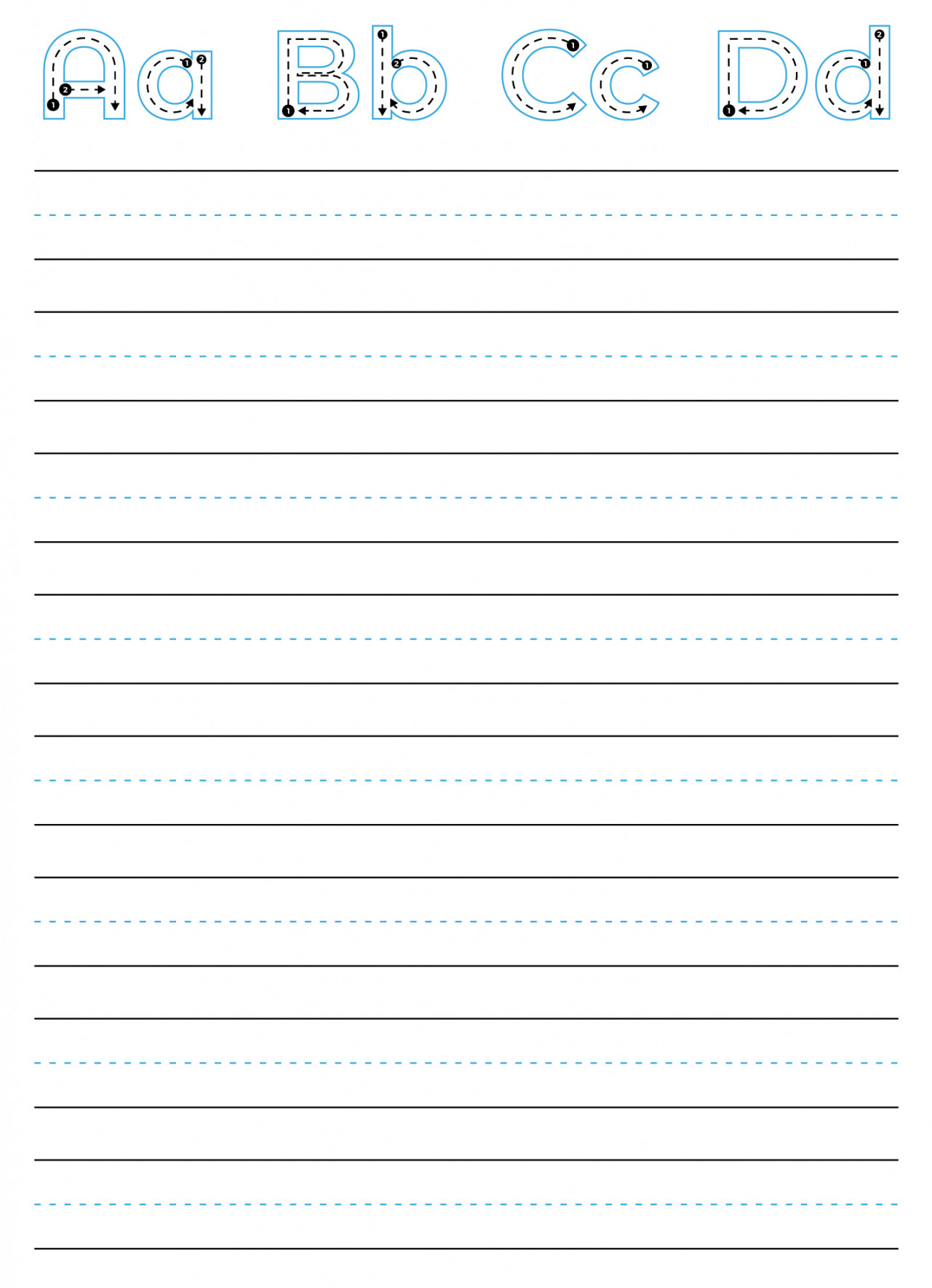 Kindergarten Lined Paper Free Google Docs Template - gdoc