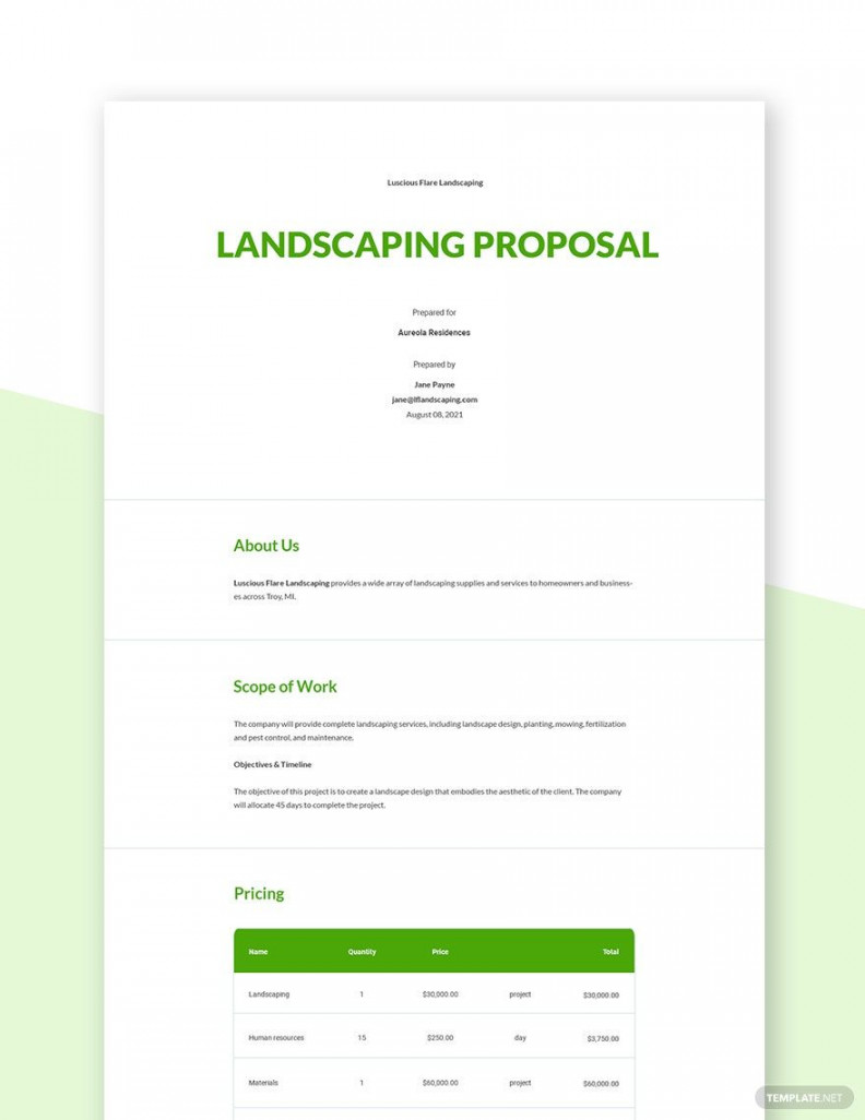 Landscaping Proposal Template - Download in Word, Google Docs