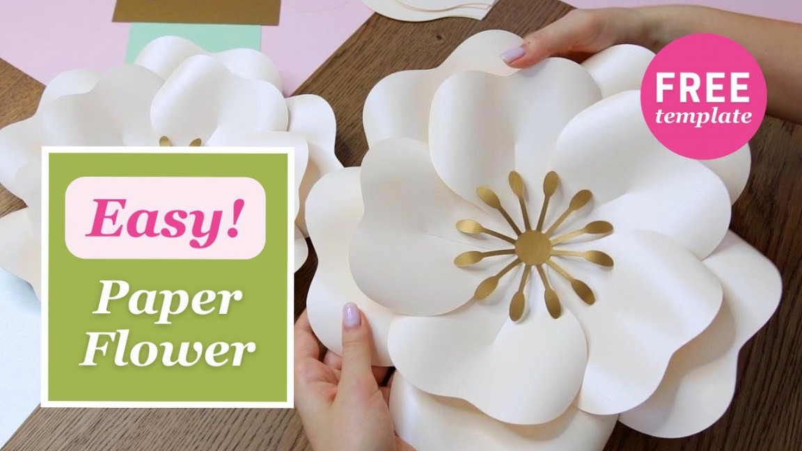 LARGE PAPER FLOWER TUTORIAL  easy to make + FREE templates, DIY wall decor