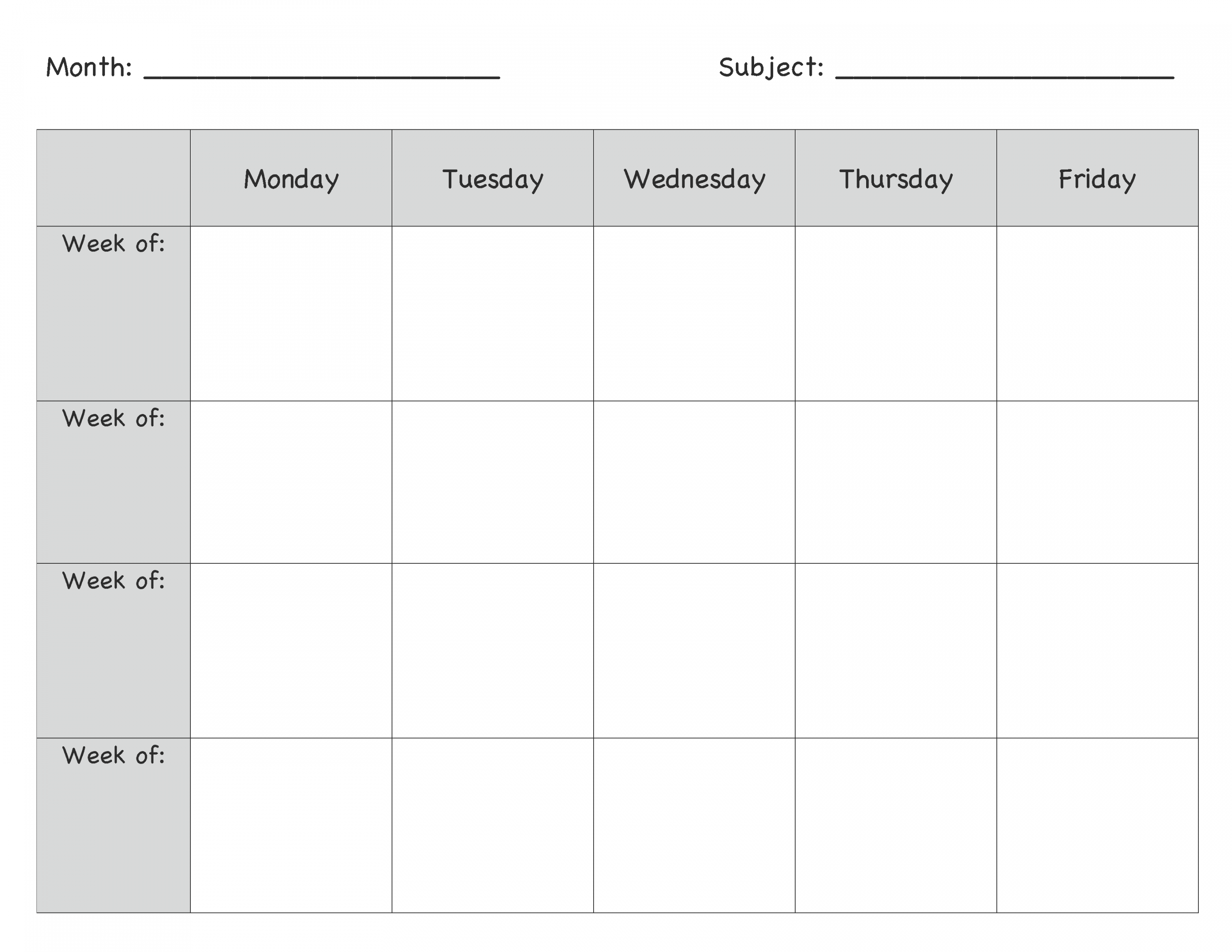 Lesson Plan Template  Weekly lesson plan template, Blank lesson