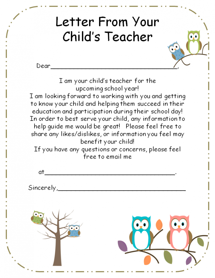 Letter from Teacher to Parents editable  Letter to teacher