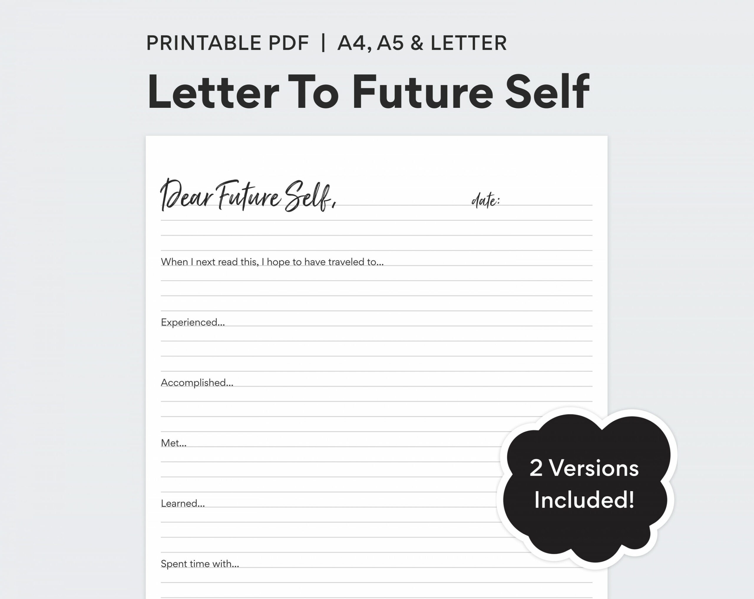 Letter to Future Self PDF druckbar DIGITAL DOWNLOAD - Etsy