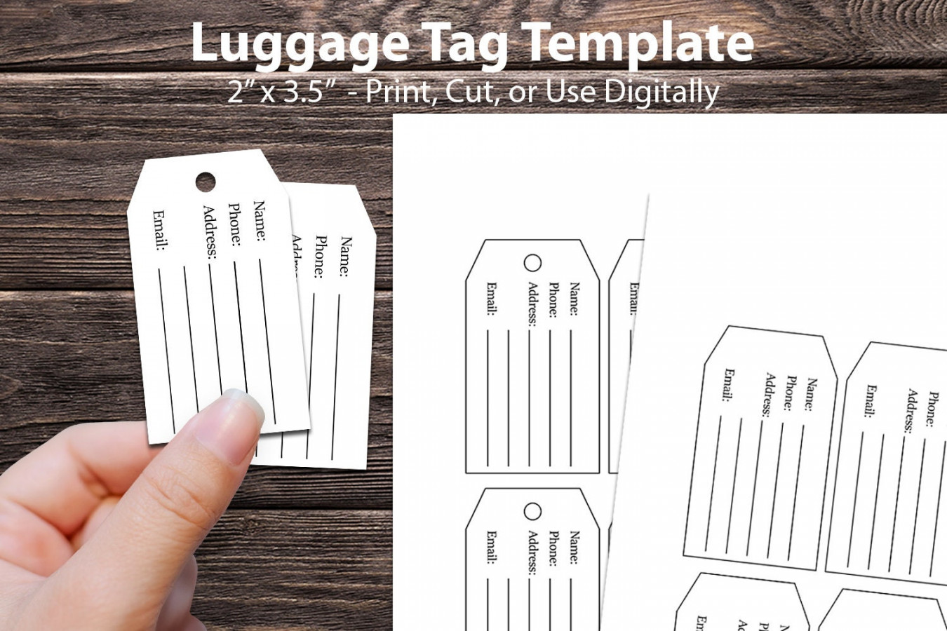 Luggage Hang Tag Template -  "x ," digitale Tag Vorlage zum Erstellen  Ihrer eigenen Gepäckanhänger für die Reise - pdf, svg, eps, png Formate