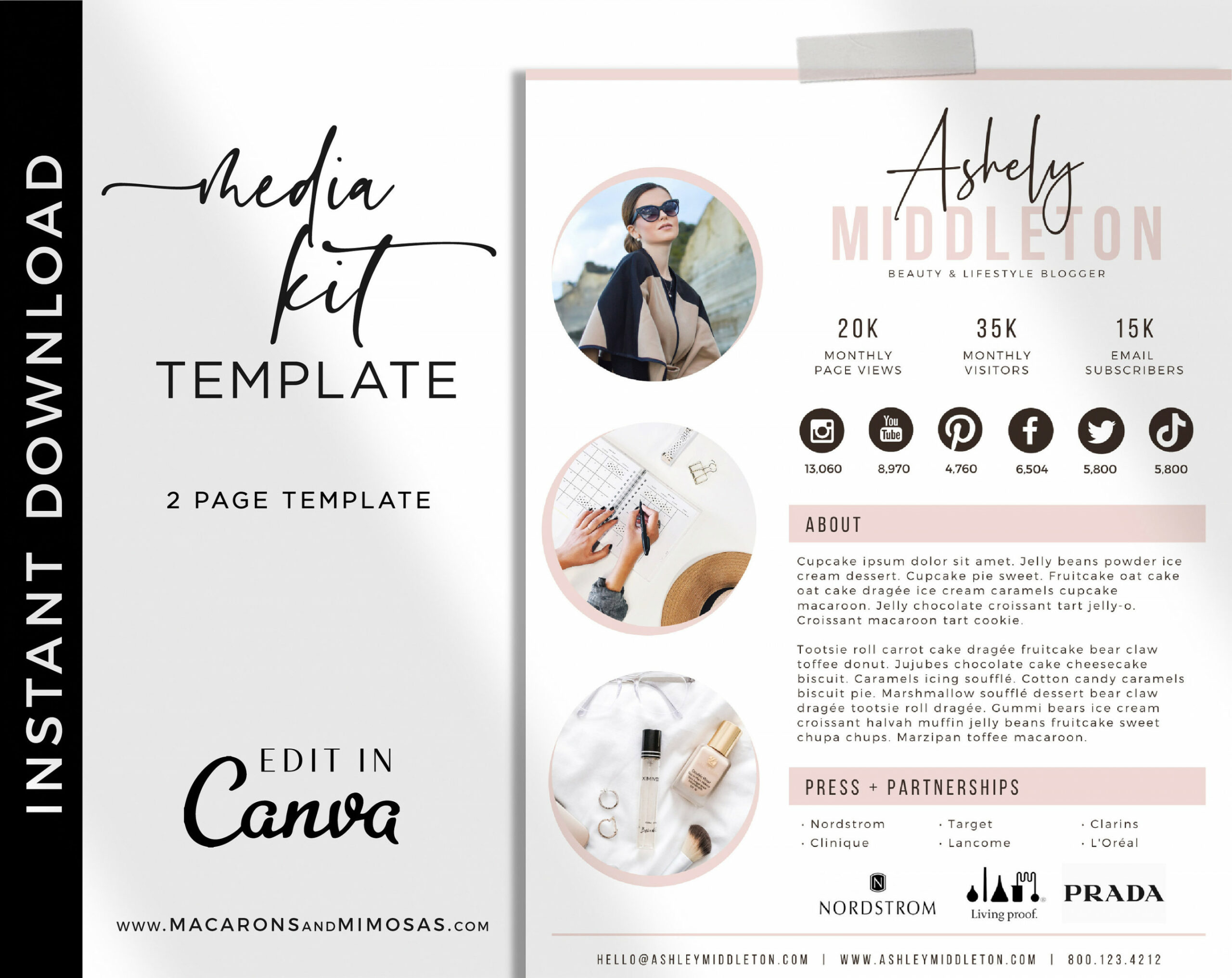 Media Kit Canva Template, Influencer Media Kit, Press Kit, Pitch