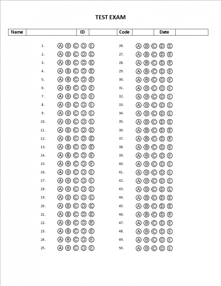 multiple choice quiz template - Download this free printable