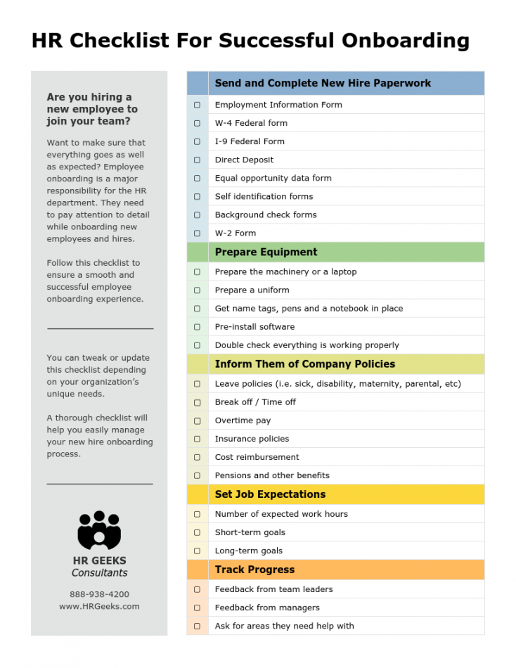 New Hire Onboarding HR Checklist Template - Venngage