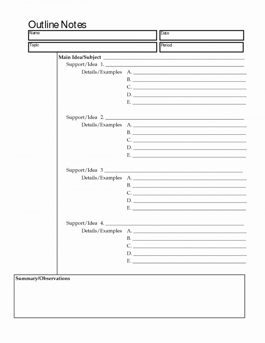 Note Taking Template Word Inspirational Best S Of Outline Notes