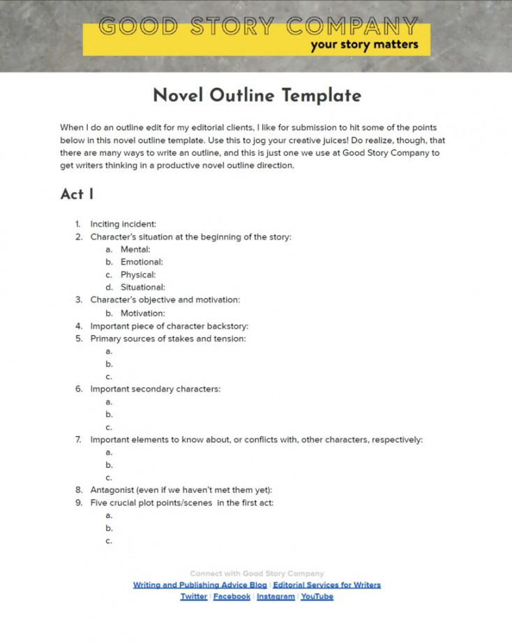 Novel Outline Template  Kidlit