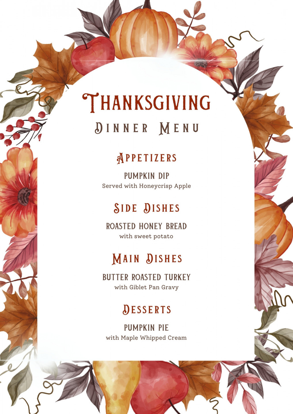 Page  - Free printable, customizable Thanksgiving menu templates