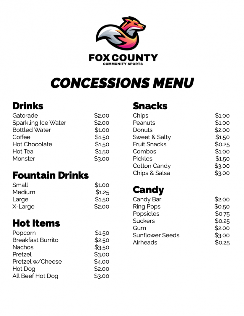 Pages Concessions Stand Menu  Free iWork Templates