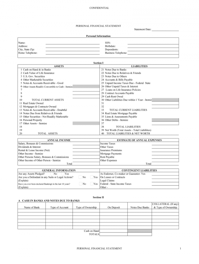 Personal Financial Statement Template - Fill Online, Printable