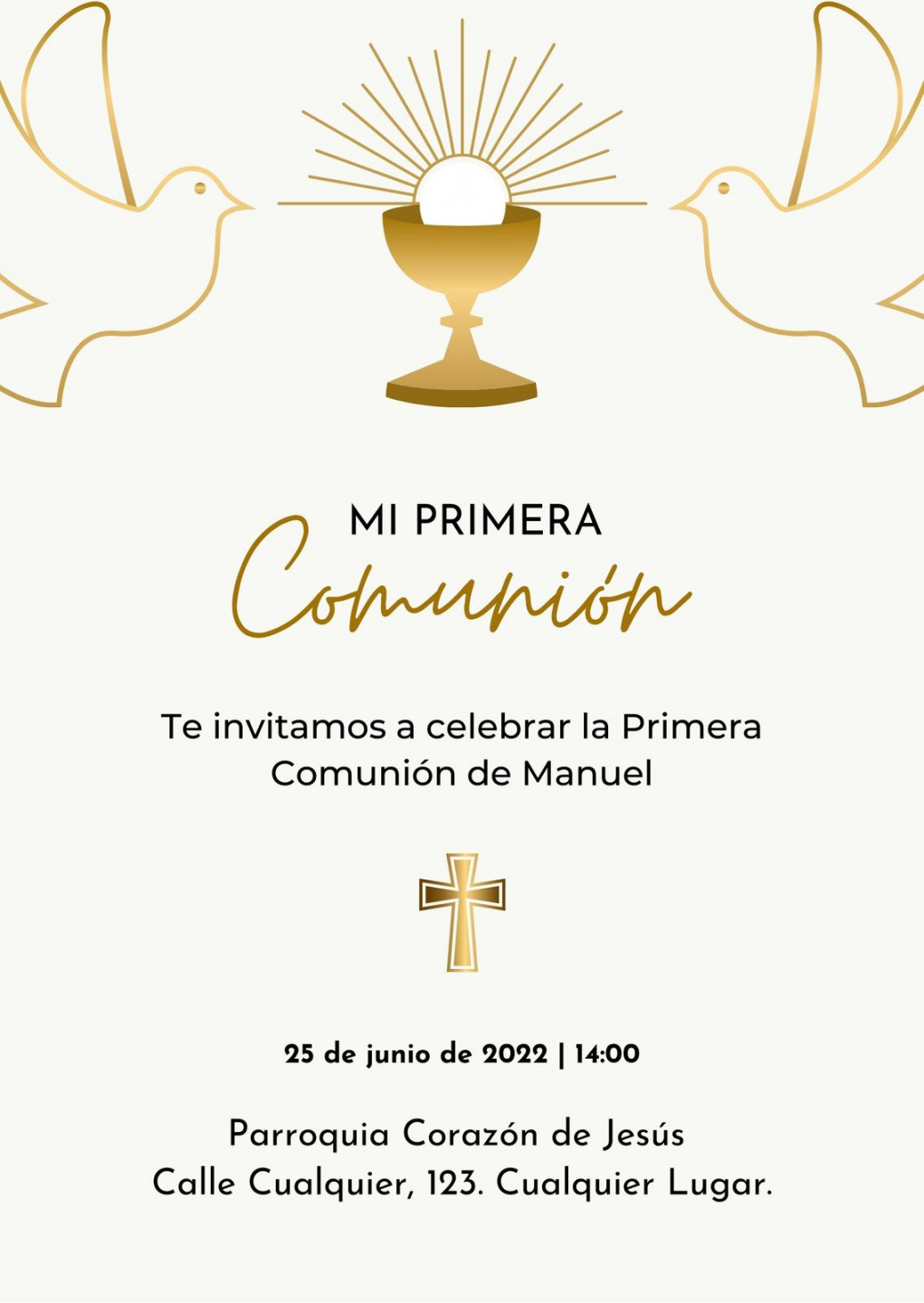 Plantillas de Invitaciones de primera comunión editables online