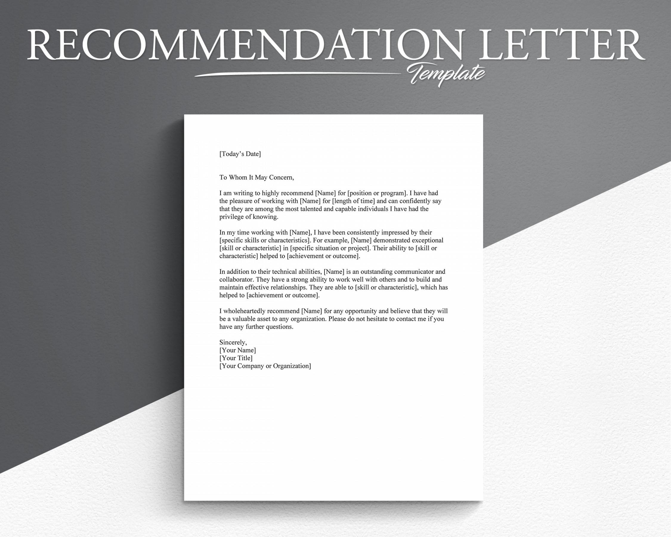 Professional Recommendation Letter Template