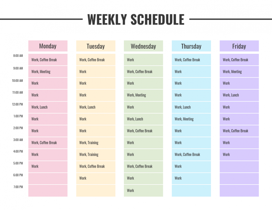 Rainbow Weekly Schedule Template - Venngage