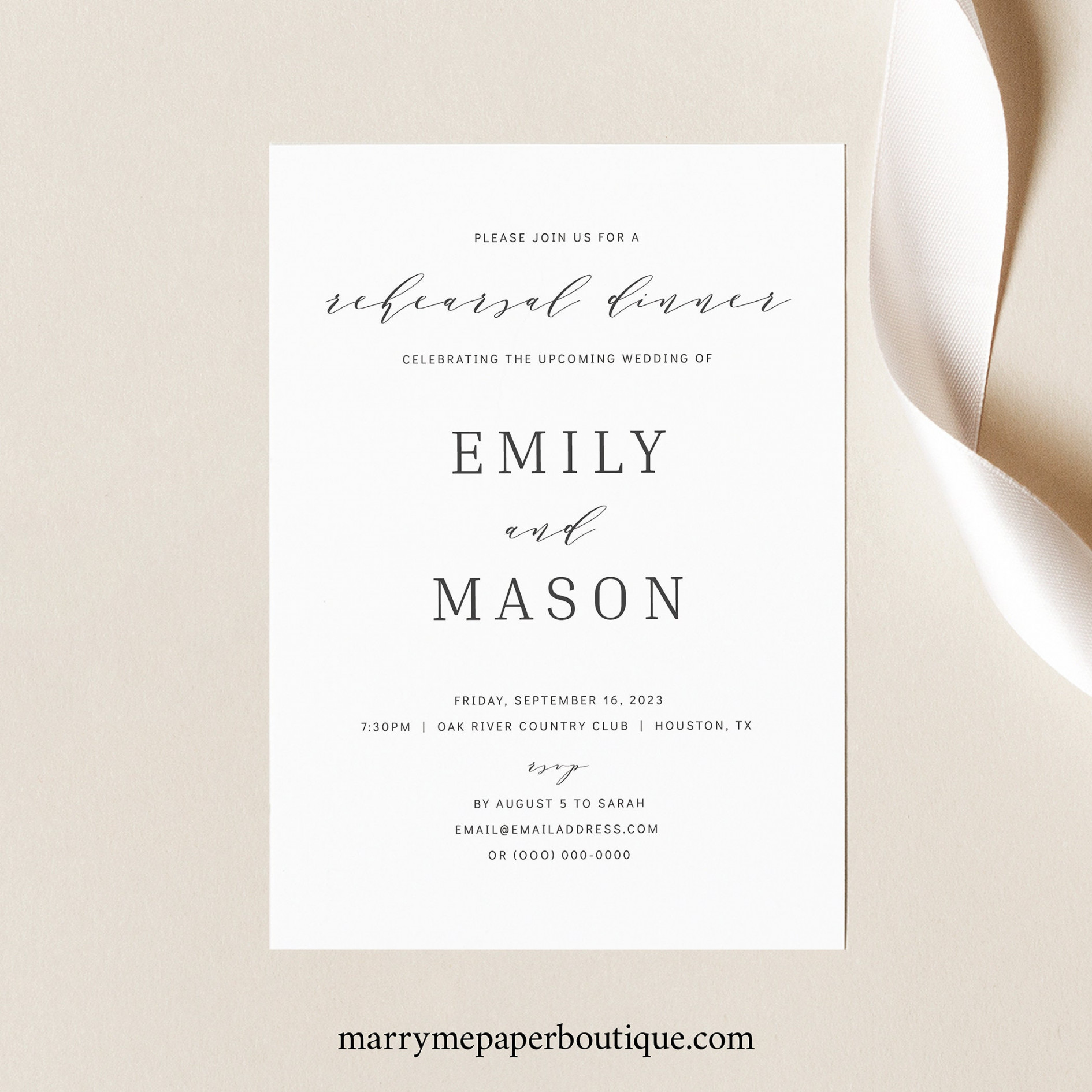 Rehearsal Dinner Invitation Template Formal & Elegant - Etsy