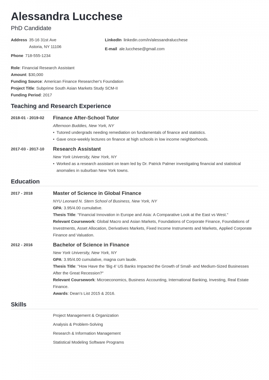 Resume for Graduate School Application [Template & Examples]