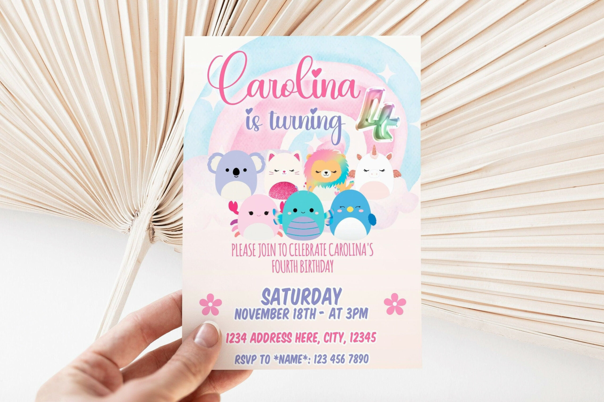 Squishmallows Printed Invite  Birthday invitations, Invitations