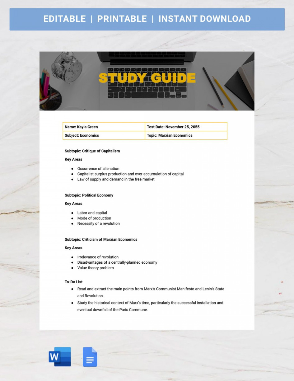 Study Guide Template - Download in Word, Google Docs, Apple Pages