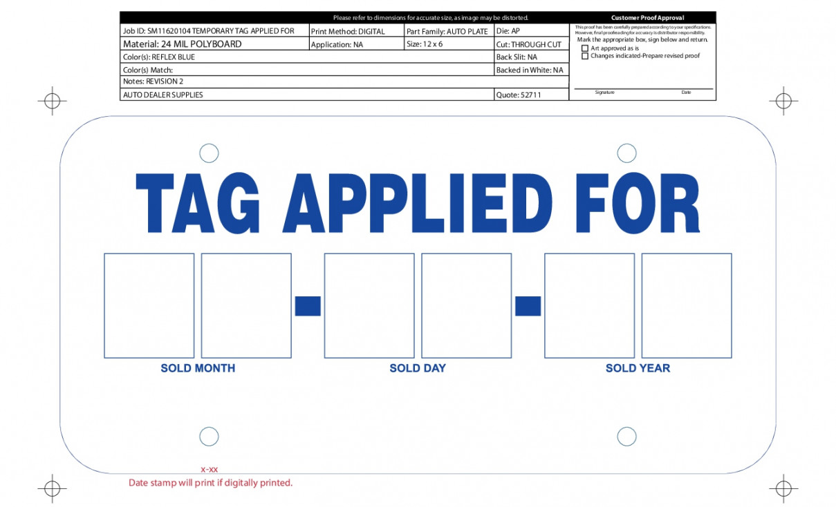 tag applied for polyboard license plate - pc - #