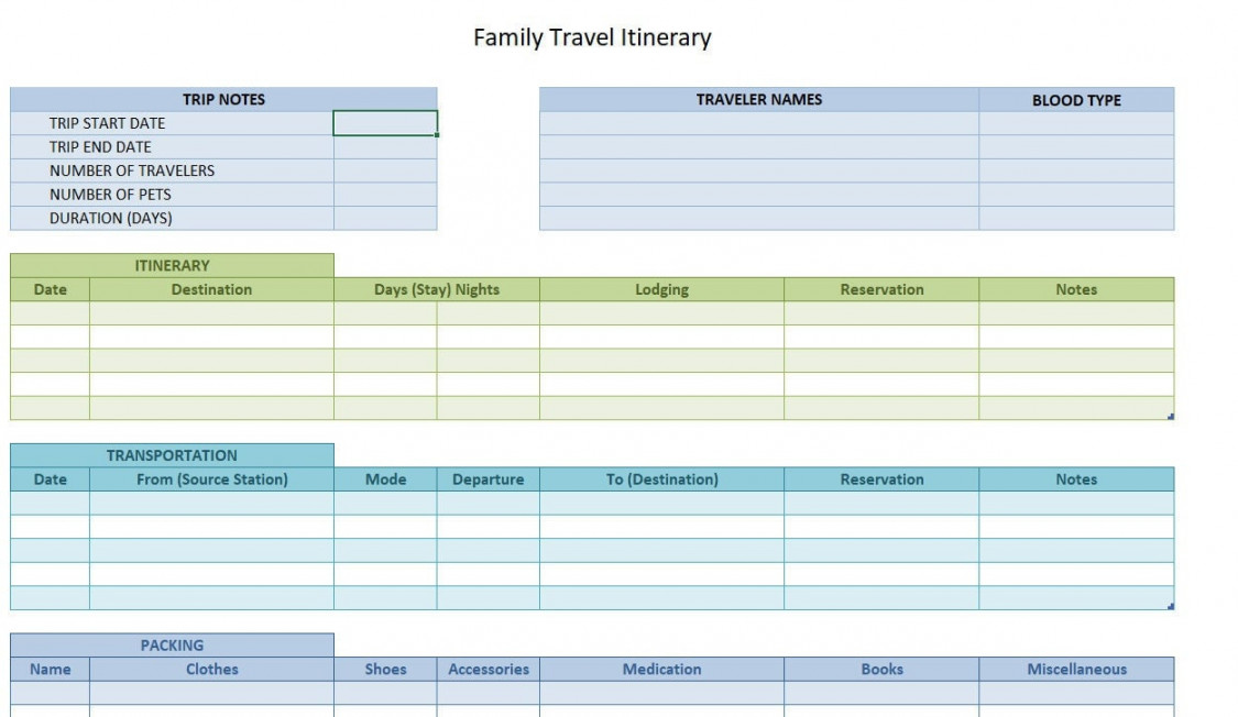 Travel Itinerary Excel Template - Etsy UK