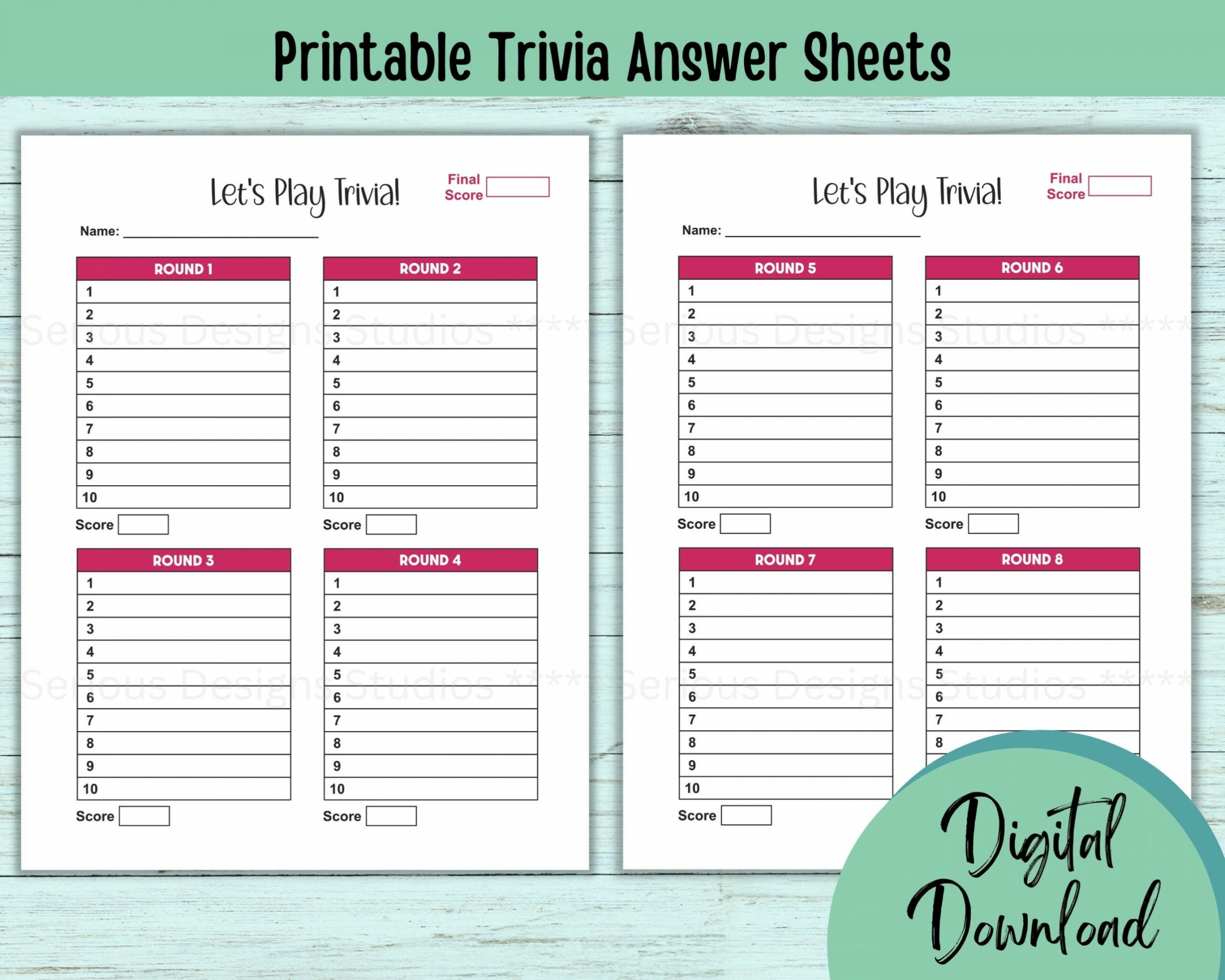 Trivia Answer Sheet Printable Trivia Sheets Trivia Host - Etsy