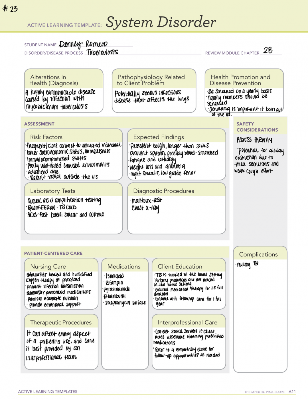 Tuberculosis System Disorder - ACTIVE LEARNING TEMPLATES