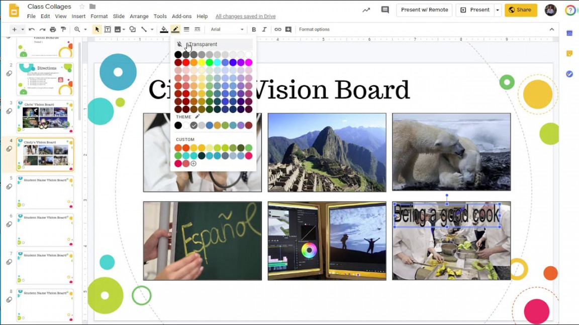 Vision Board: Shared Google Slide