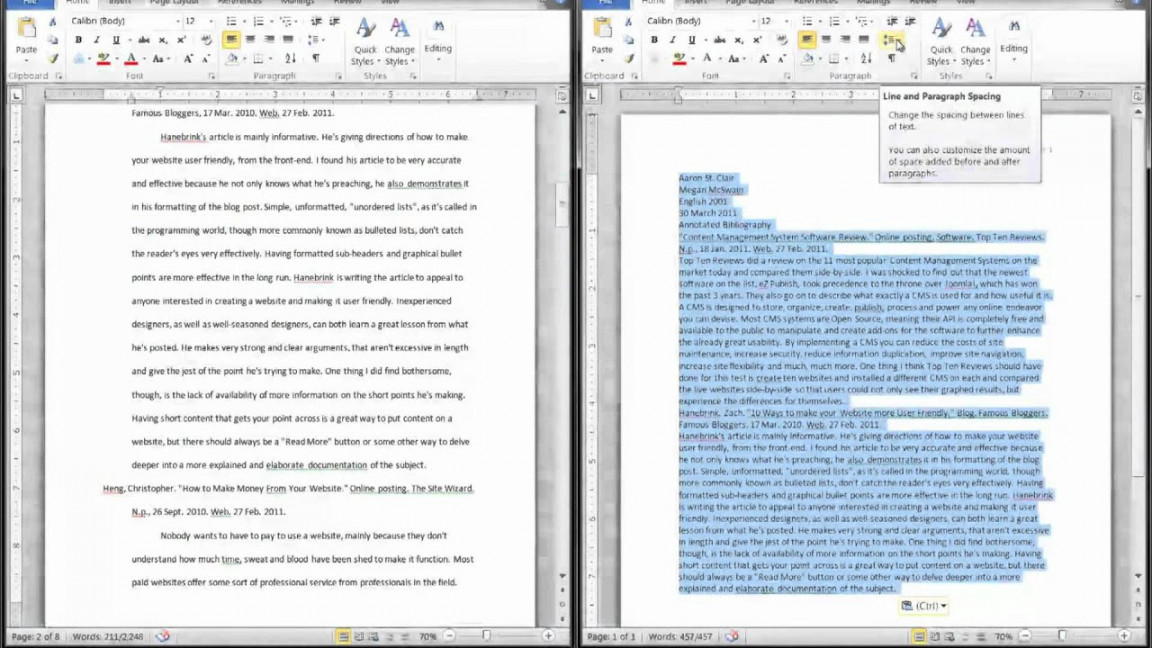 Word: How to Create an Annotated Bibliography