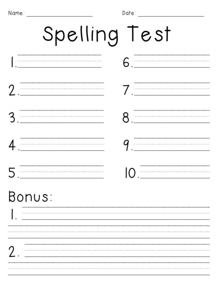 Word Spelling Test Template  PDF