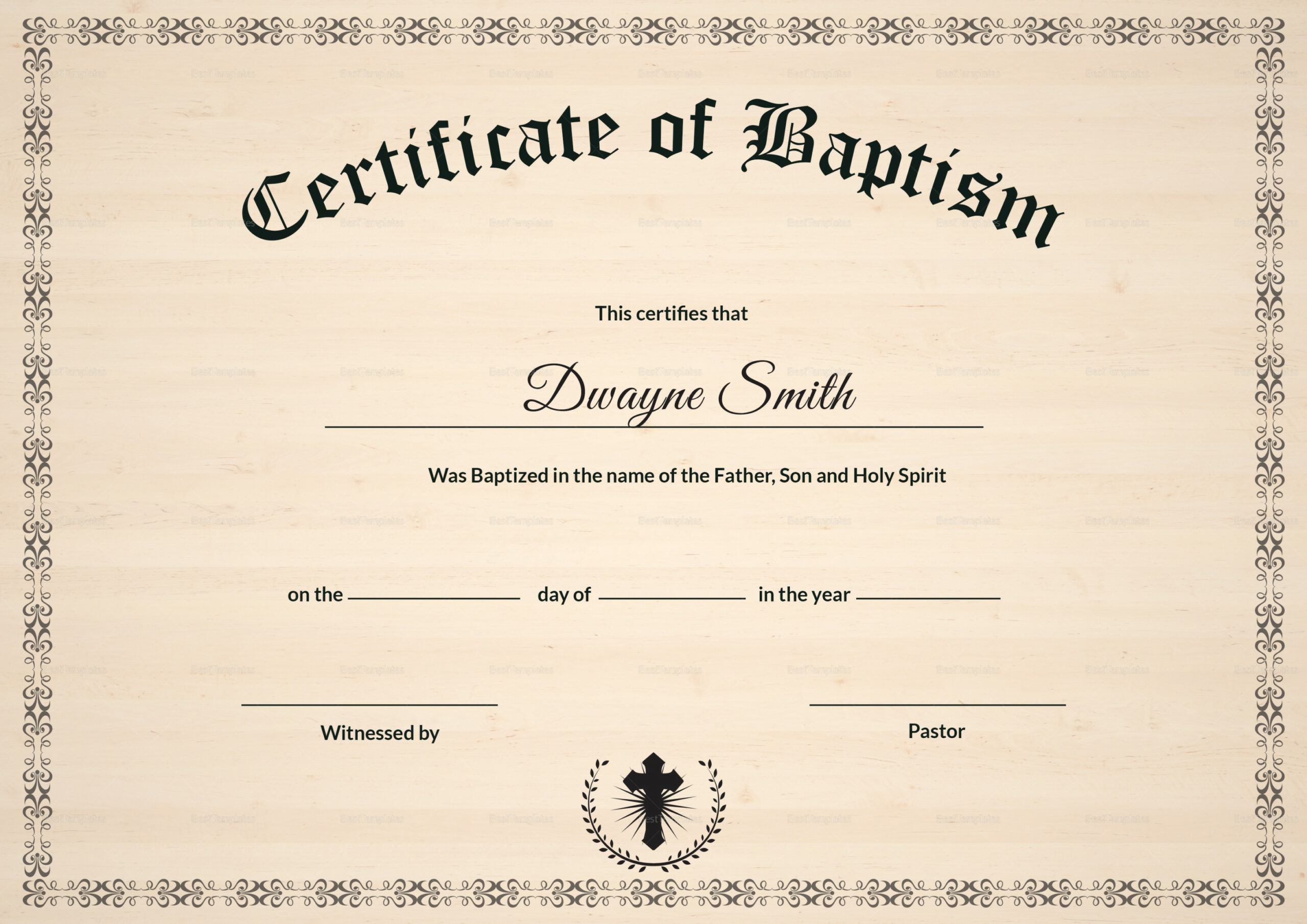 Baptism Certificate Template