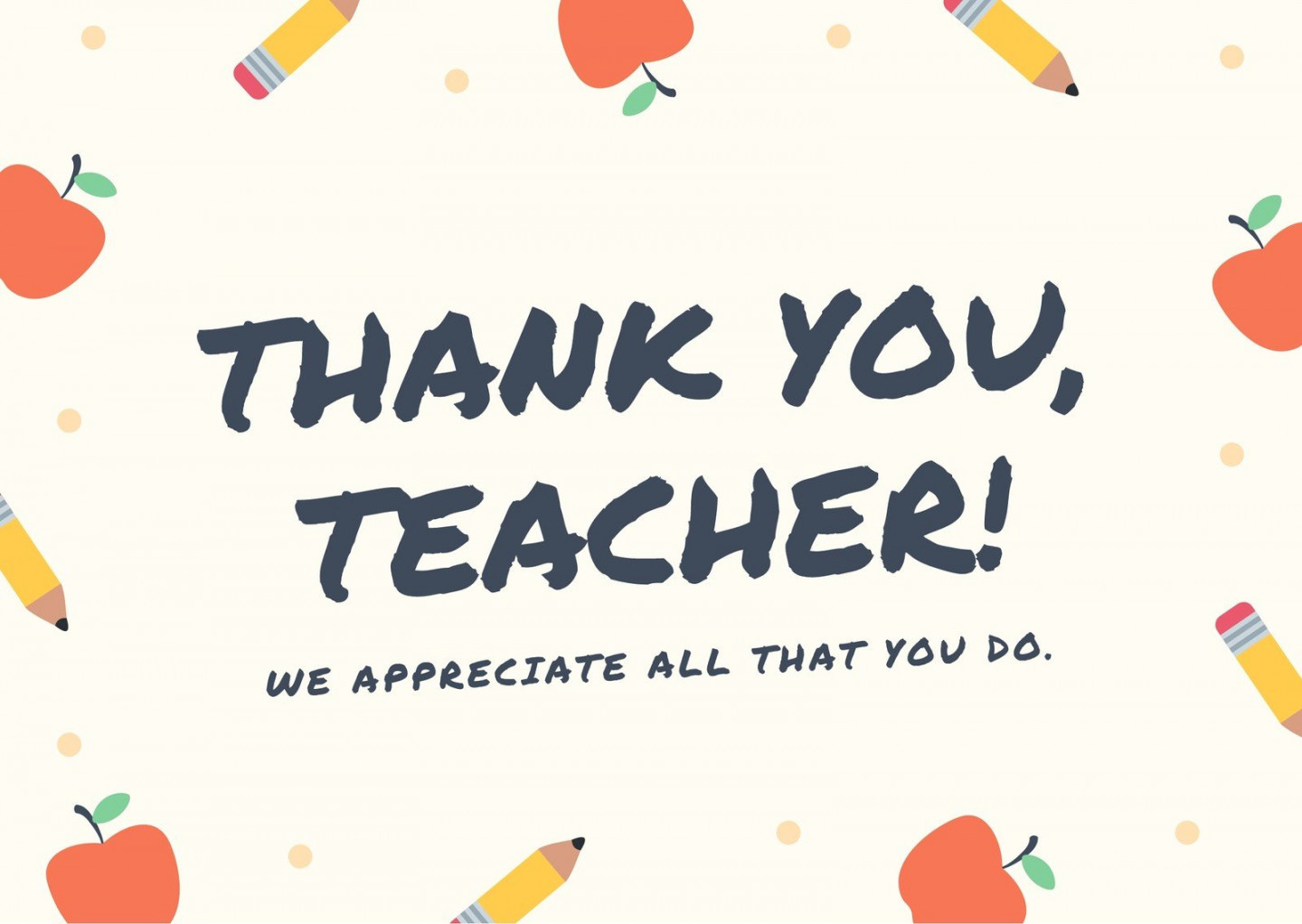 Beige School Teacher Thank You Card - Templates by Canva