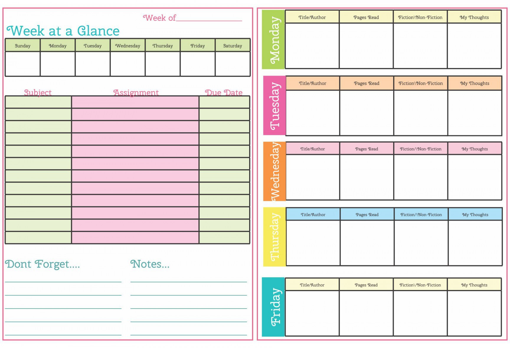 Best Student Homework Planners Cute Planners Printable