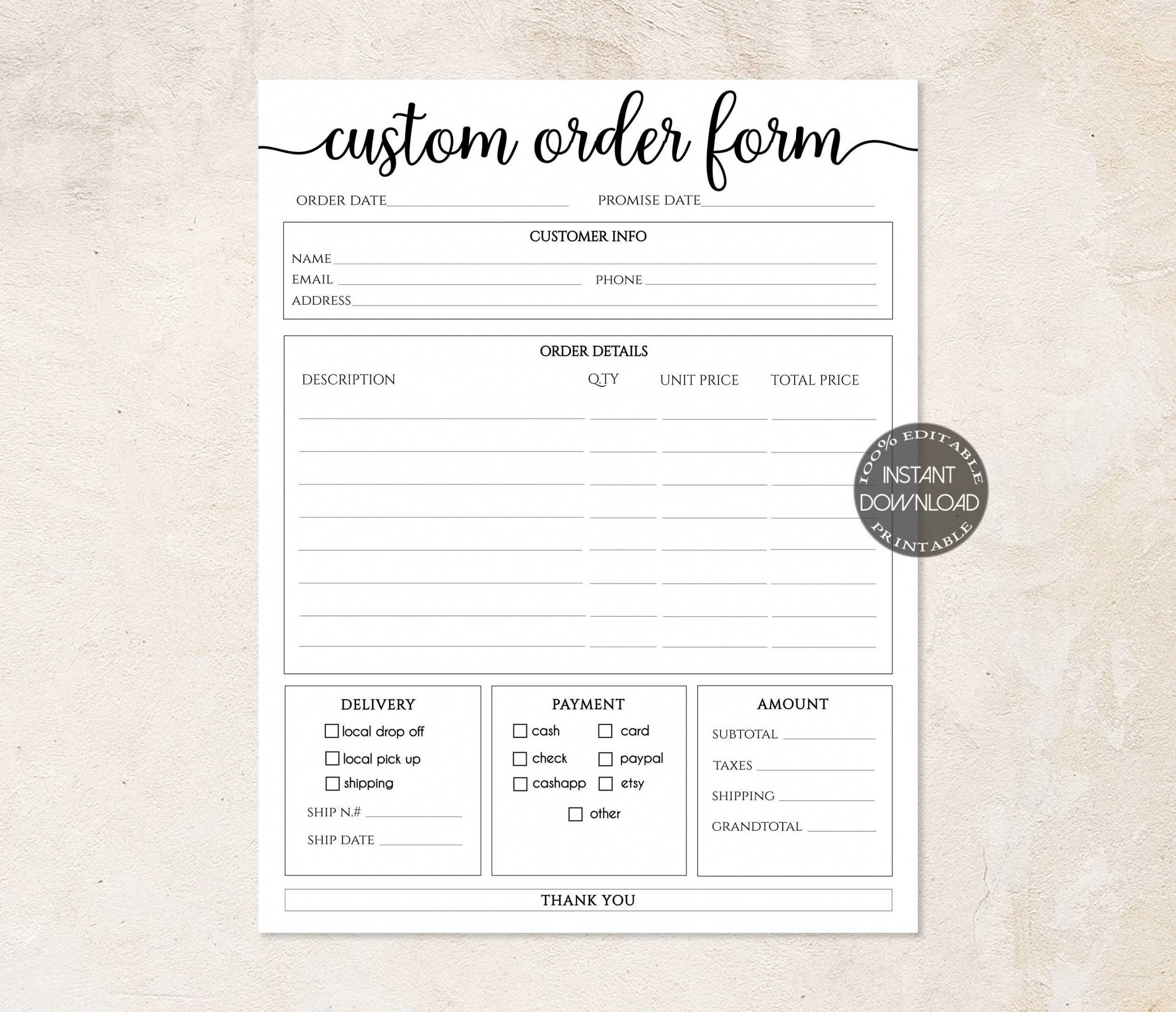 Bestellformular Bearbeitbar Crafters Order Form Template - Etsy