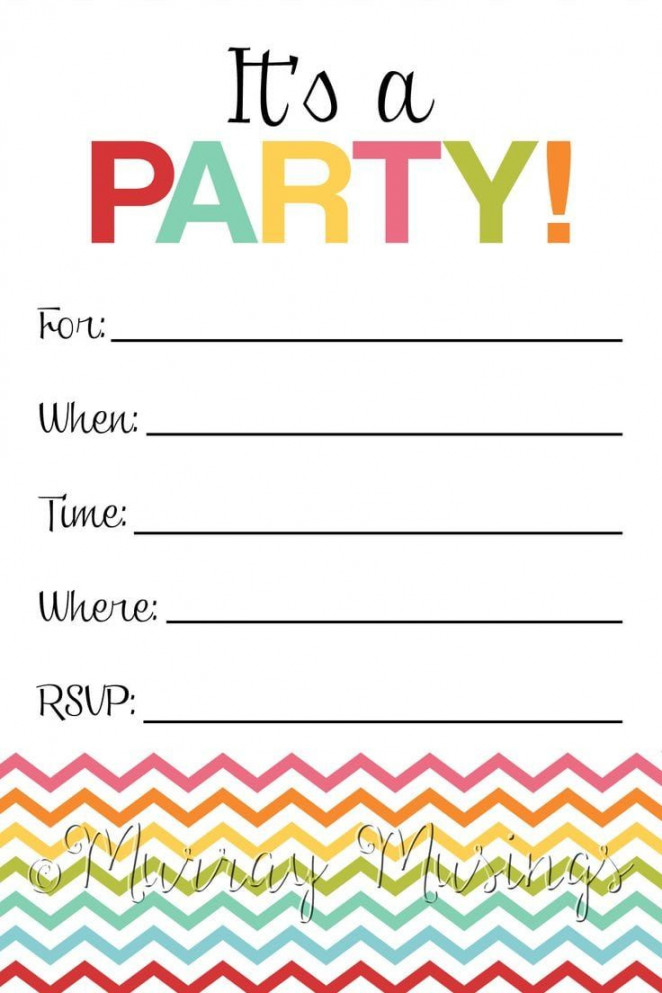 Blank Party Invitation  Birthday invitation card template, Party