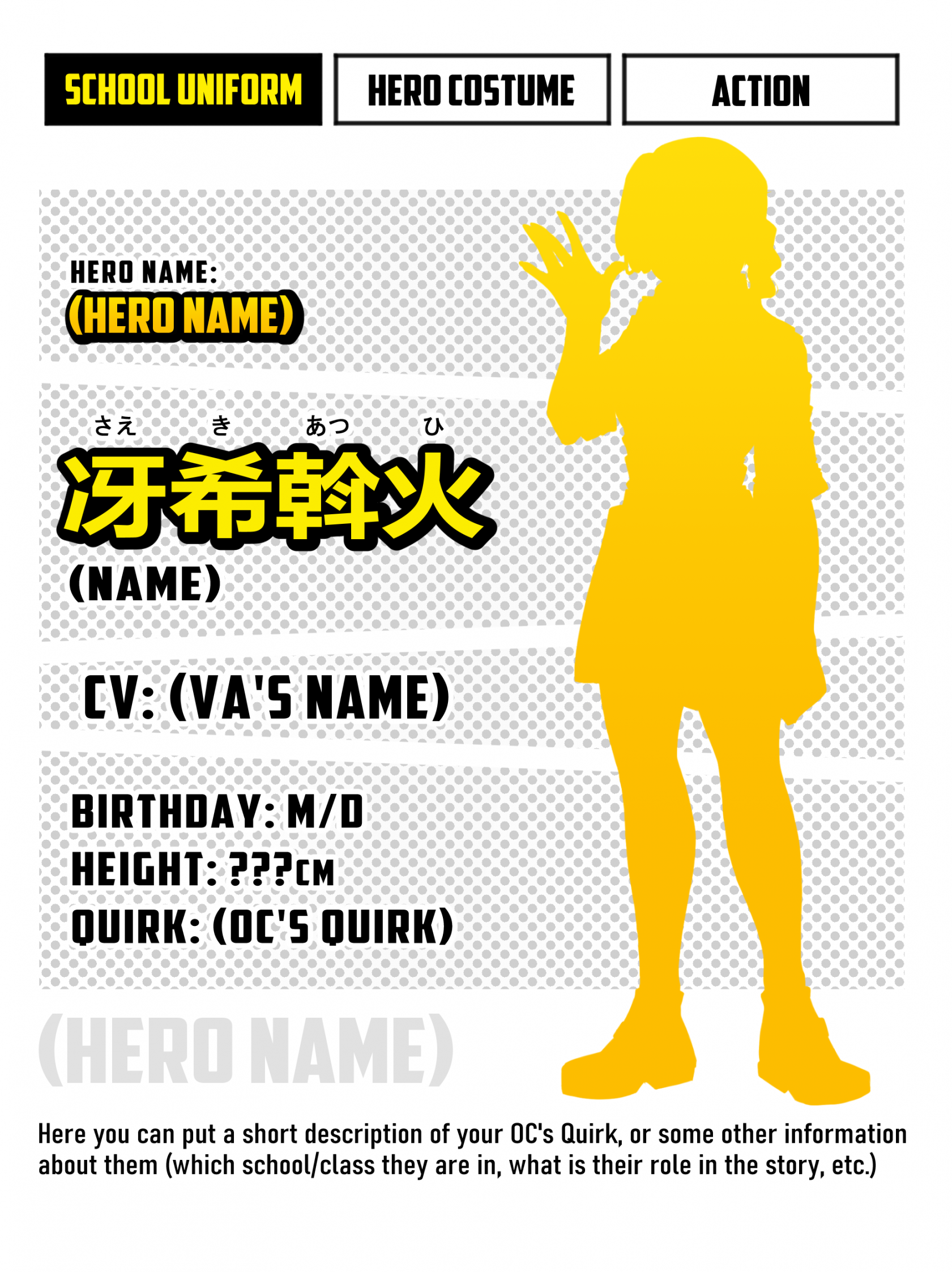 BNHA Character Sheet Template [FU] by IyaRT on DeviantArt