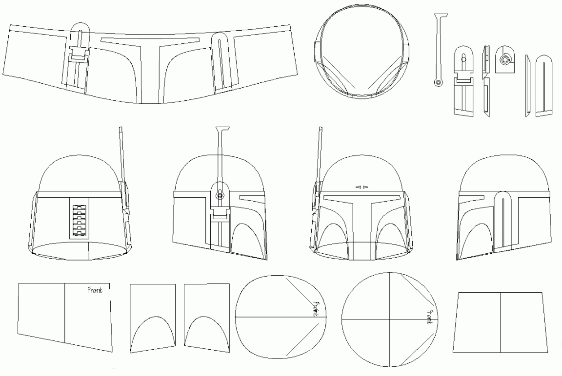 Boba Fett Helmet Blueprints/Templates  Boba fett helmet, Star