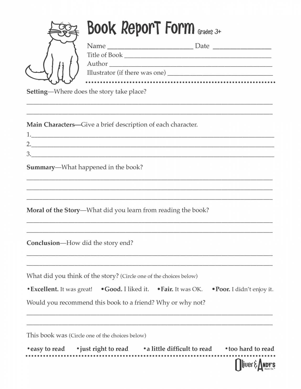 Book Report Form Grades +  Book report, Book report templates