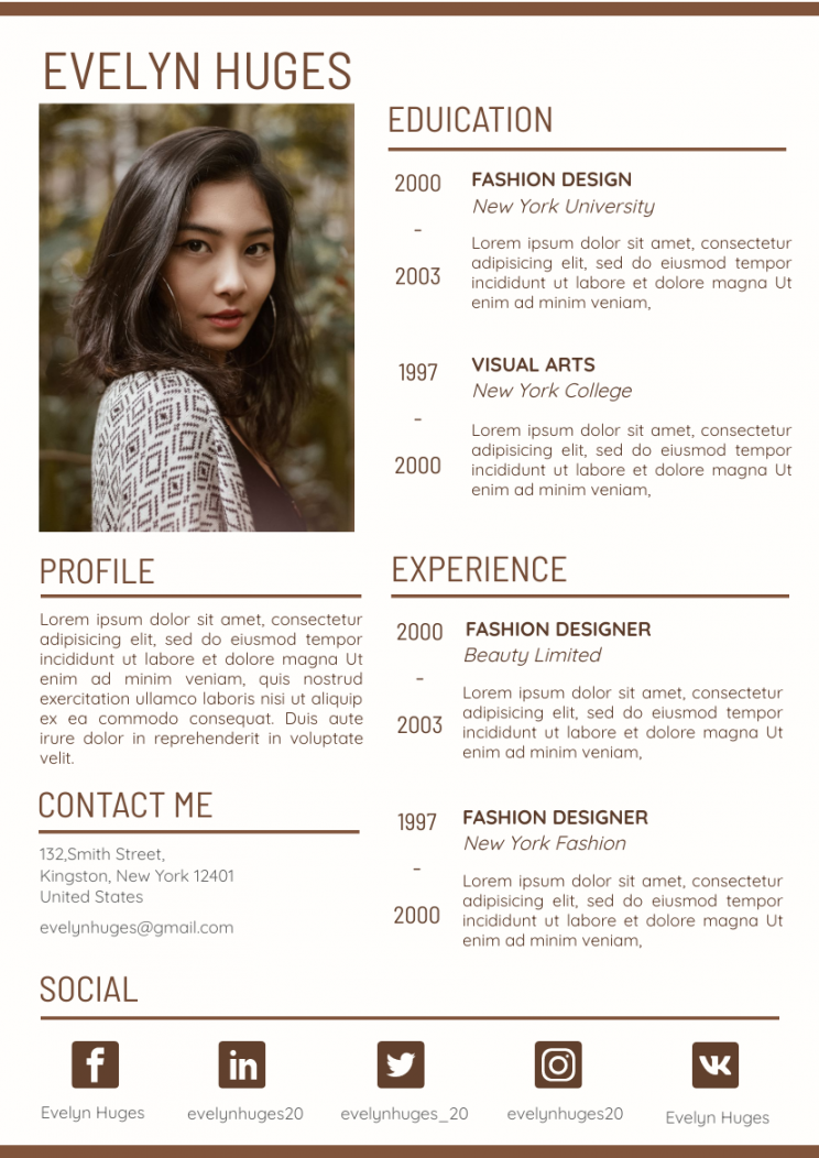 Brown Resume  Lebenslauf Template