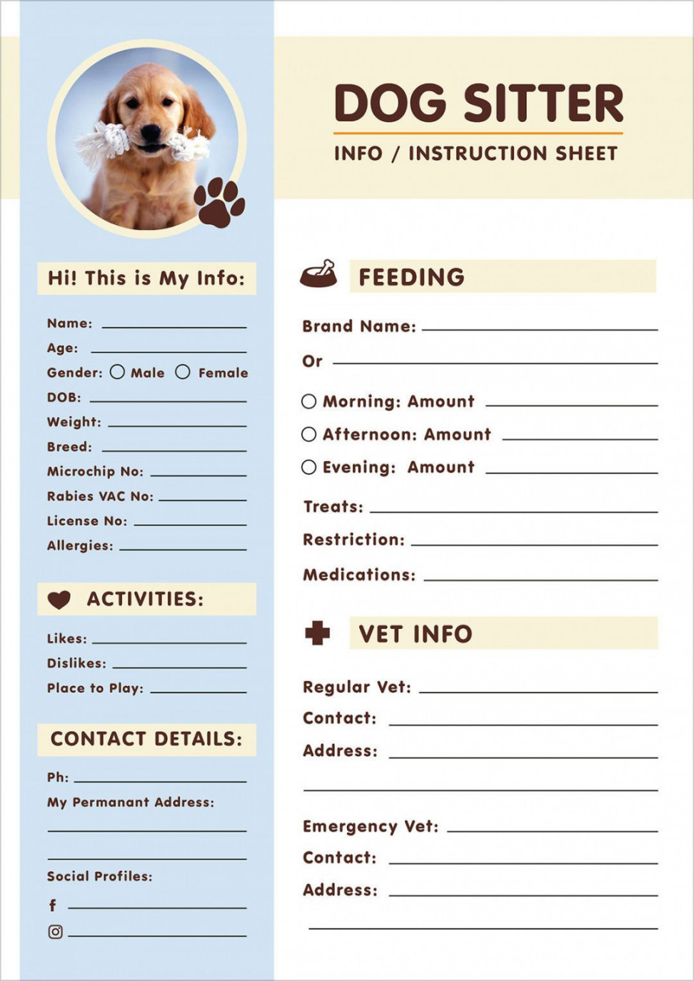 Browse Our Example of Pet Sitter Checklist Template for Free  Pet