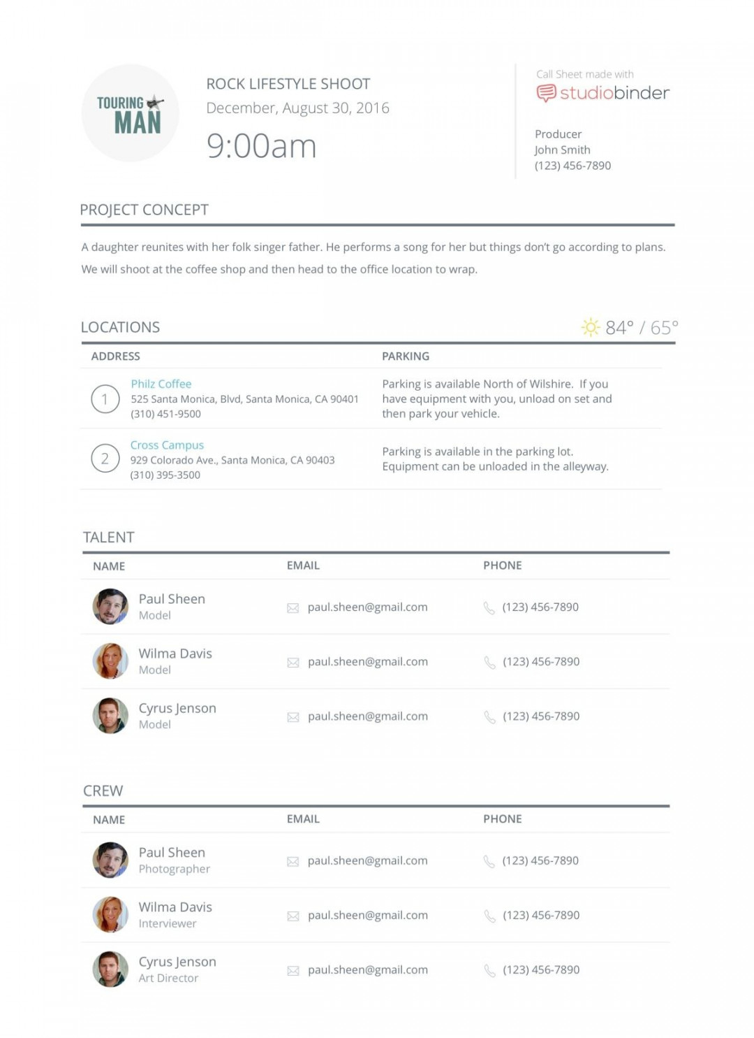 Call Sheet Templates for Every Scale  Schedule template