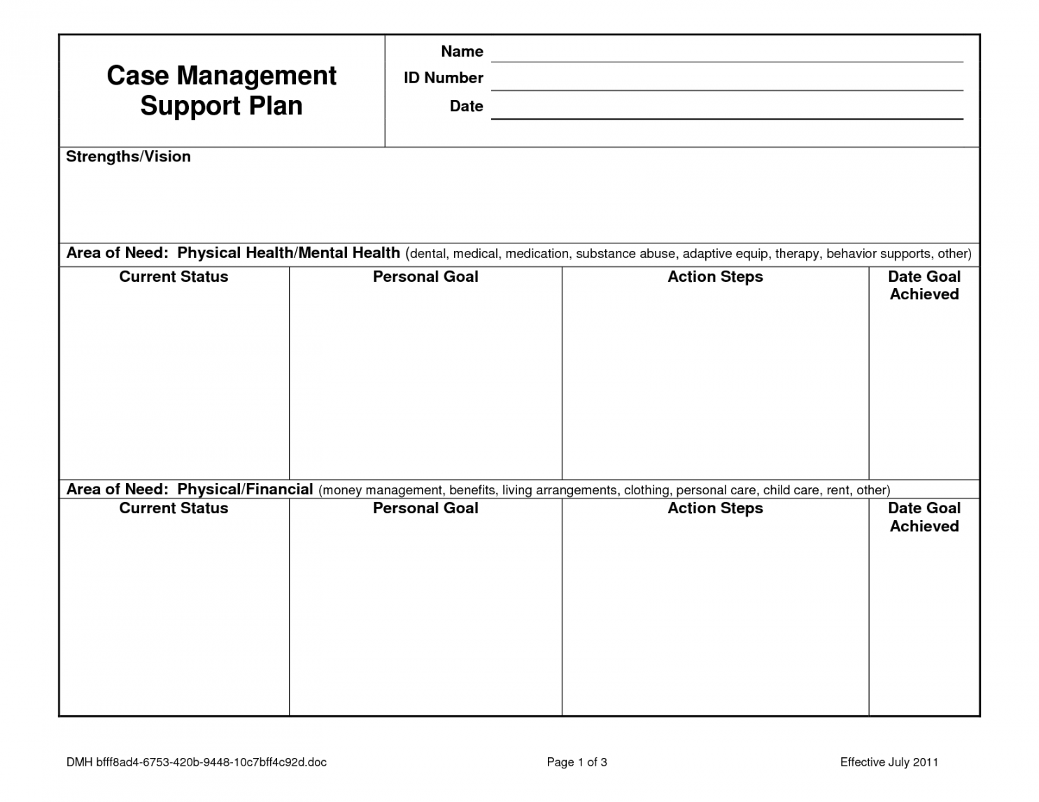 case notes template  CASE MANAGEMENT SERVICE PLAN  Treatment