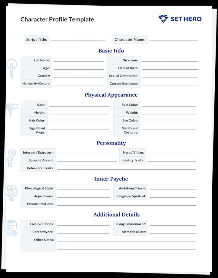 Character Profile Breakdown Template - SetHero